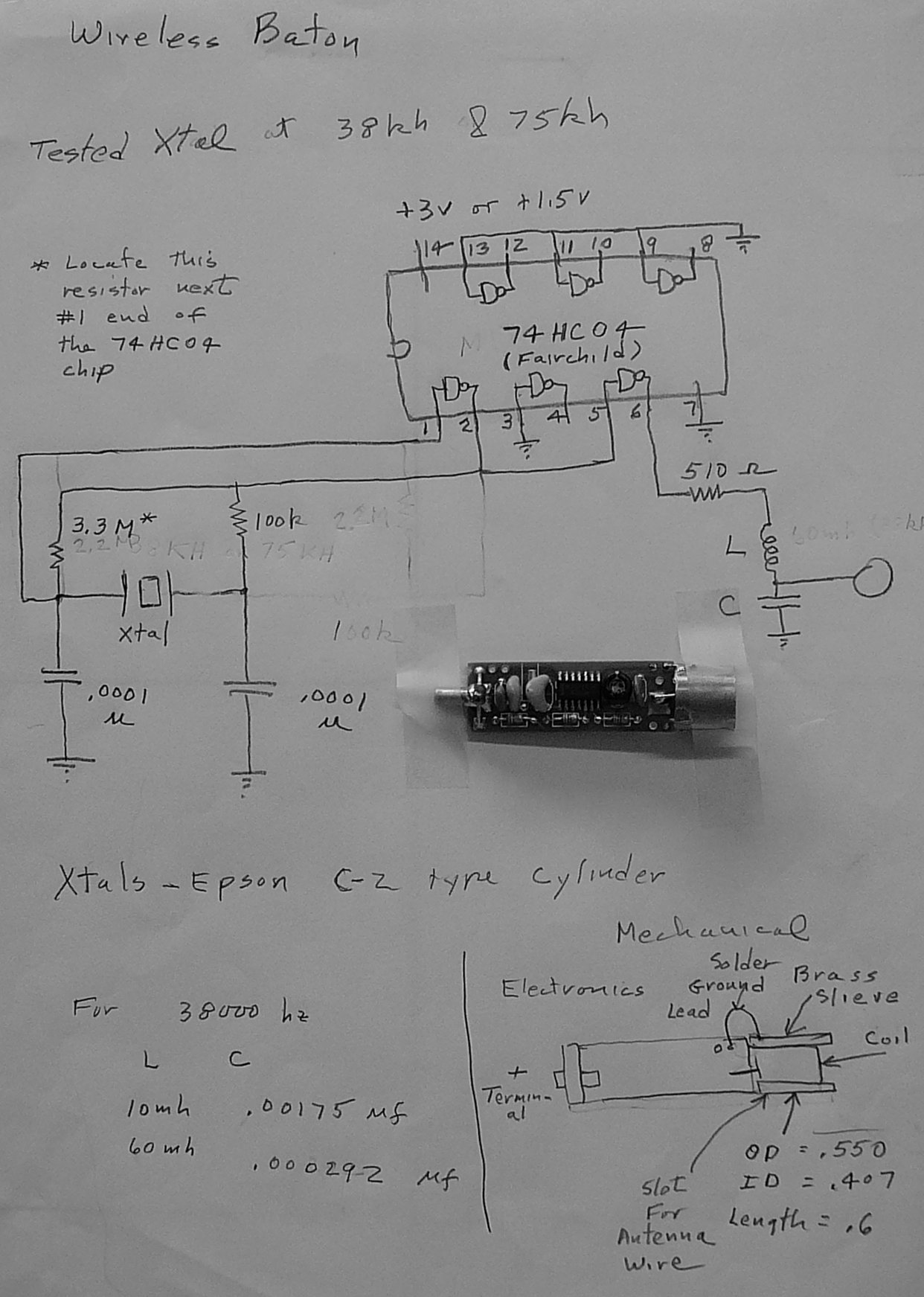 Radio Baton transmitter circuit from Mathews lecture